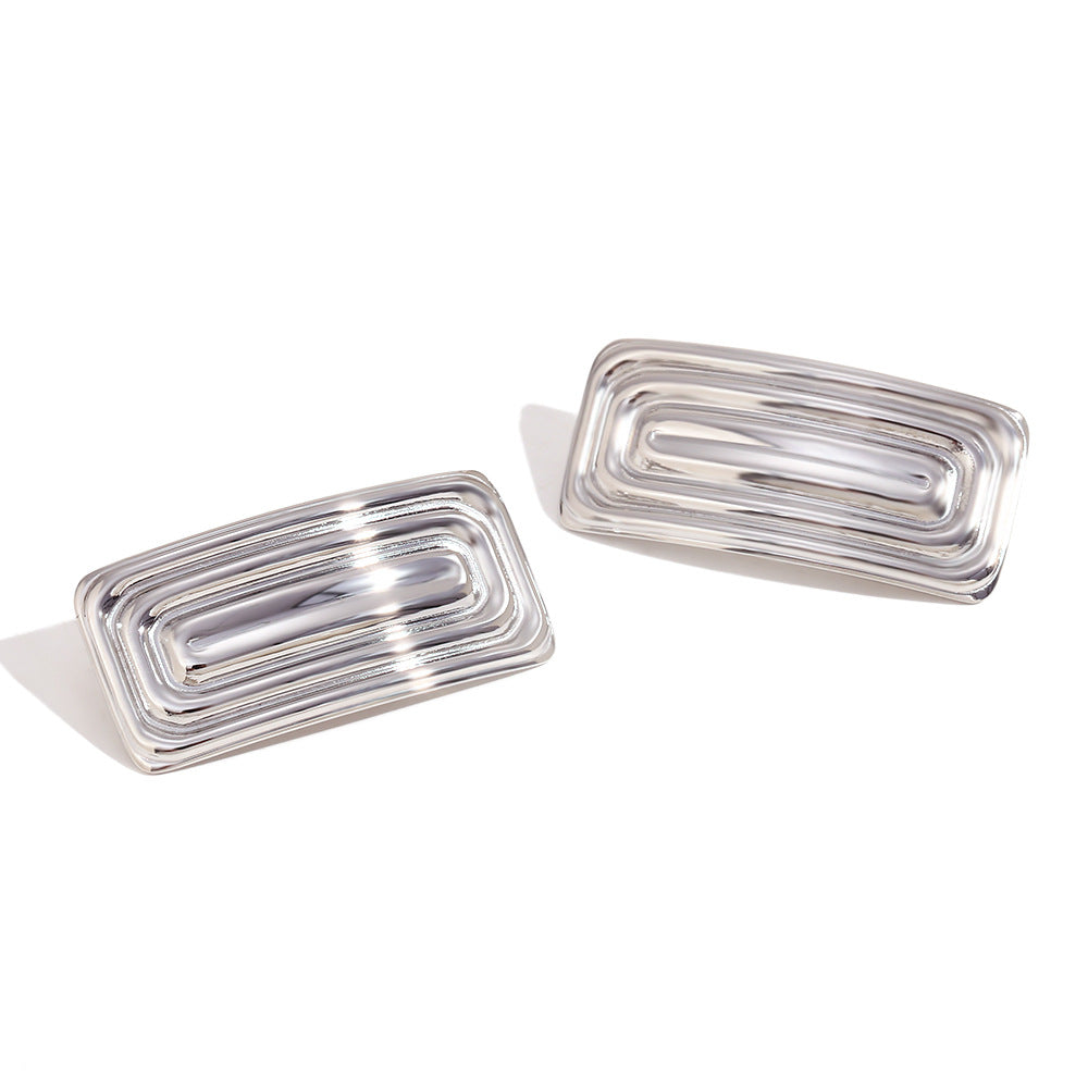 Pendientes Geométricos Minimalistas de Acero Inoxidable con Baño de Oro de 18K para Mujer