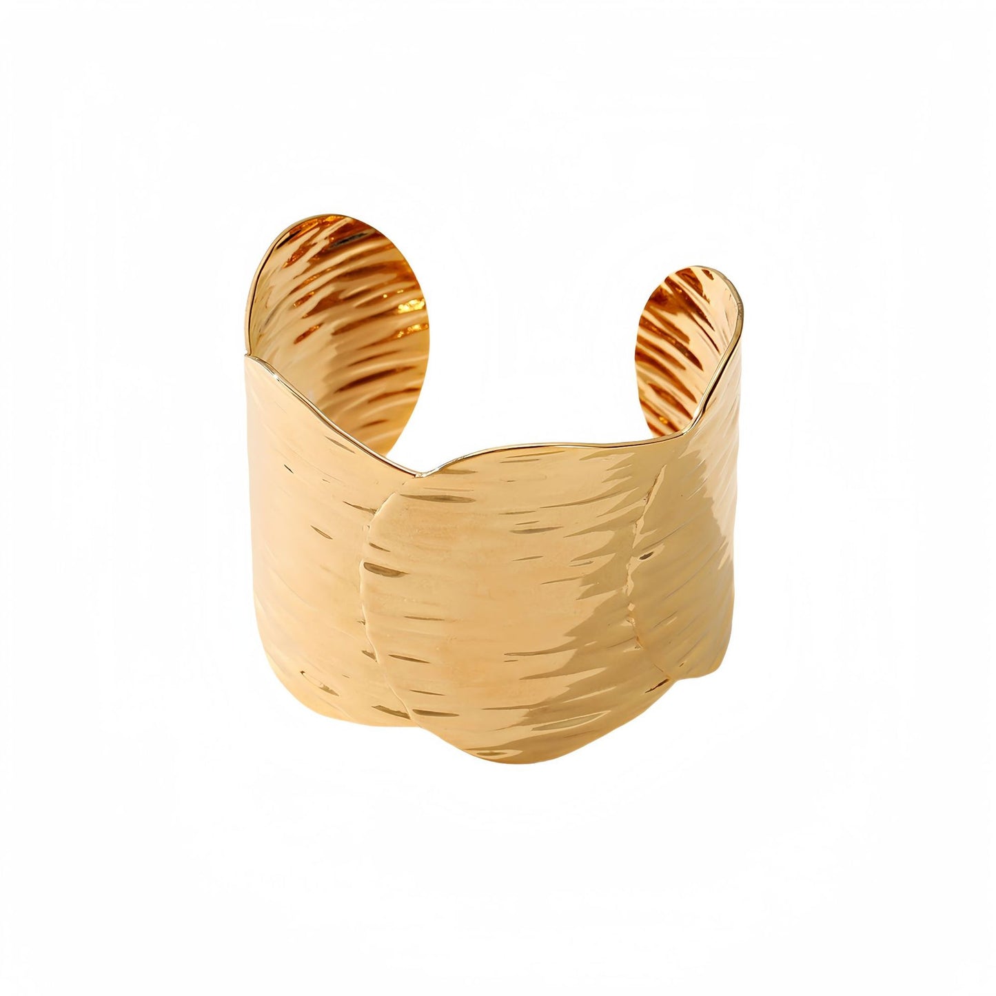 Bracciale Geometrico Intagliato in Acciaio al Titanio con Finitura Placcata, Gioiello di Moda Minimalista