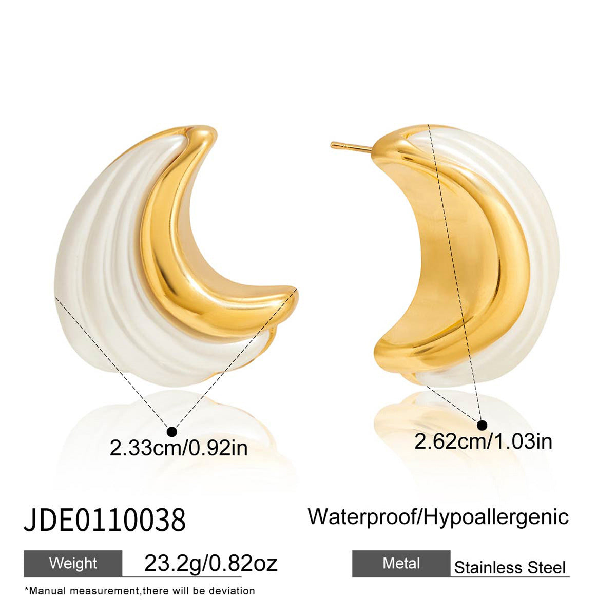 Orecchini a Cerchio Geometrici Minimalisti di Lusso in Acciaio Inossidabile Placcato Oro 18K con Perle in Resina da Donna