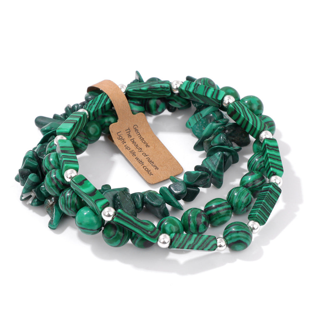 Vintage Geometric Rectangle Crystal Beaded Bracelet Set for Unisex