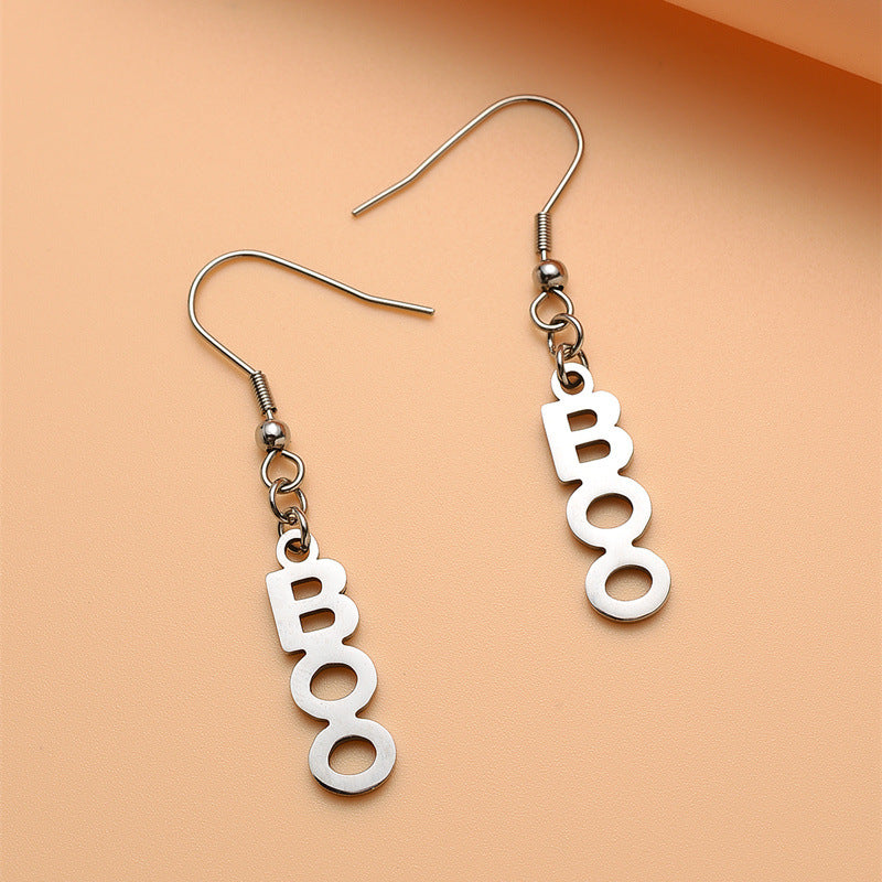 Orecchini in acciaio inossidabile geometrici stile naturale con finitura galvanizzata per donna, accessori per costume di Halloween