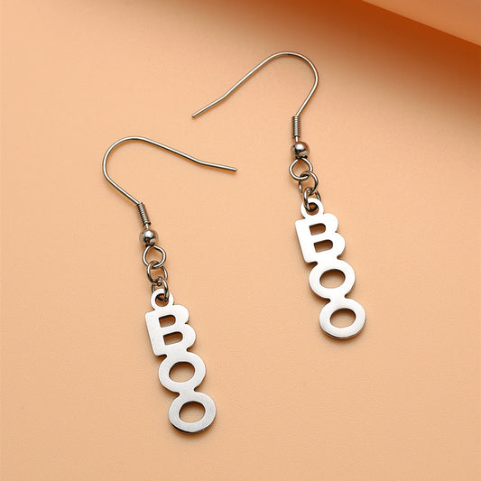 Pendientes de acero inoxidable geométricos de estilo natural con acabado chapado para mujer, accesorios de disfraz de Halloween
