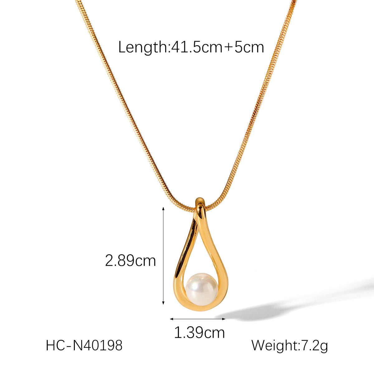 Collana da donna a goccia minimalista in acciaio inossidabile con intarsio di perle, catena a serpente, lussuosa