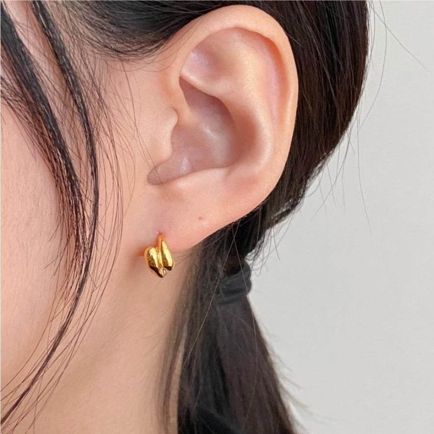 Minimalist Geometric Letter Stud Earrings in 925 Sterling Silver with Gold Plating for Women