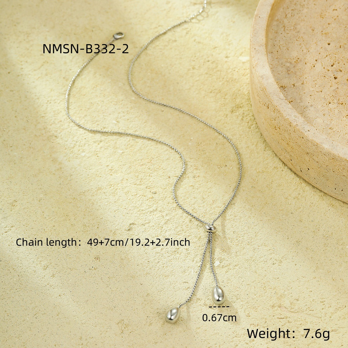 Collar minimalista con colgante de gota de acero de titanio tono frío con baño de oro para mujer