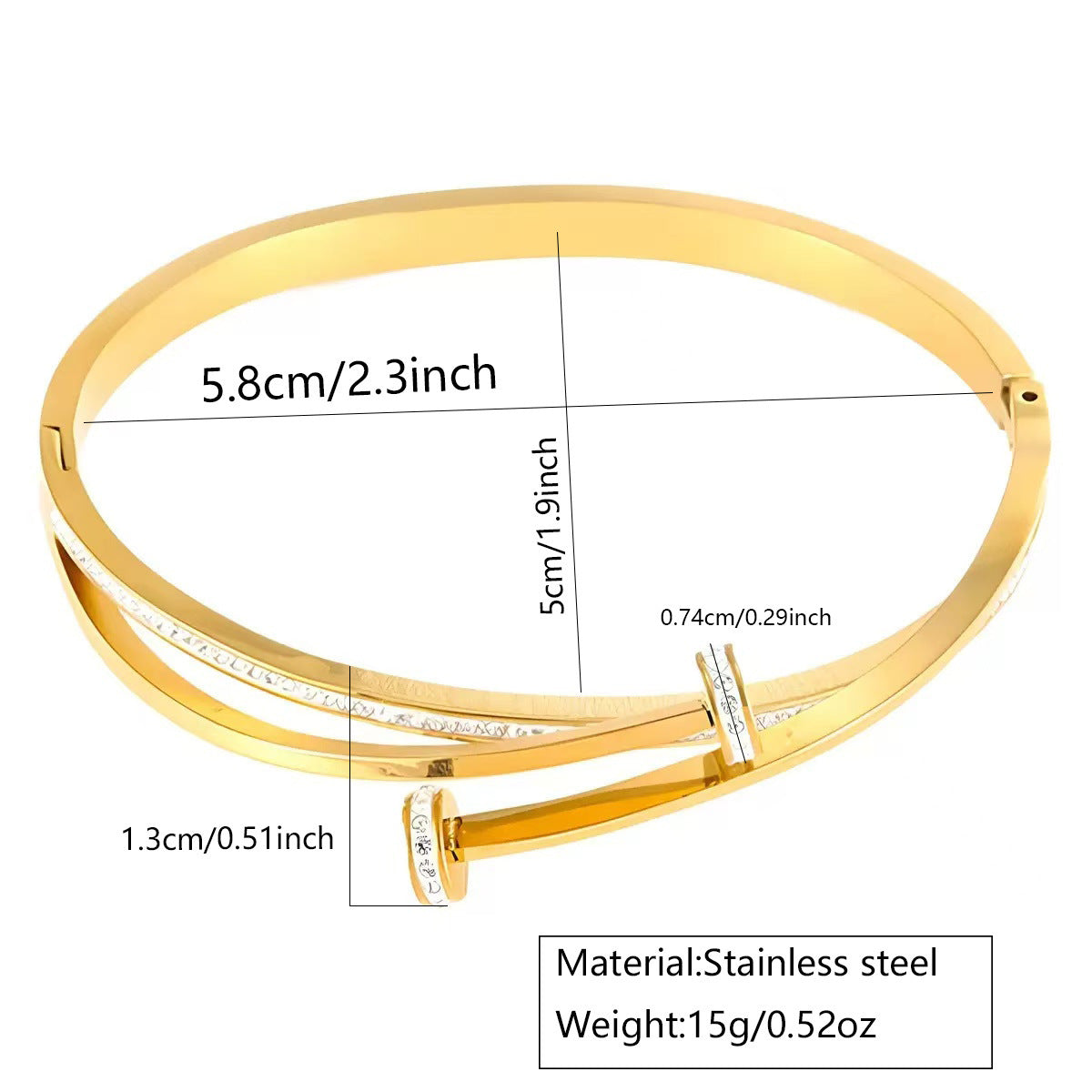 Elegant 18K Gold Plated Geometric Round Titanium Steel Bracelet