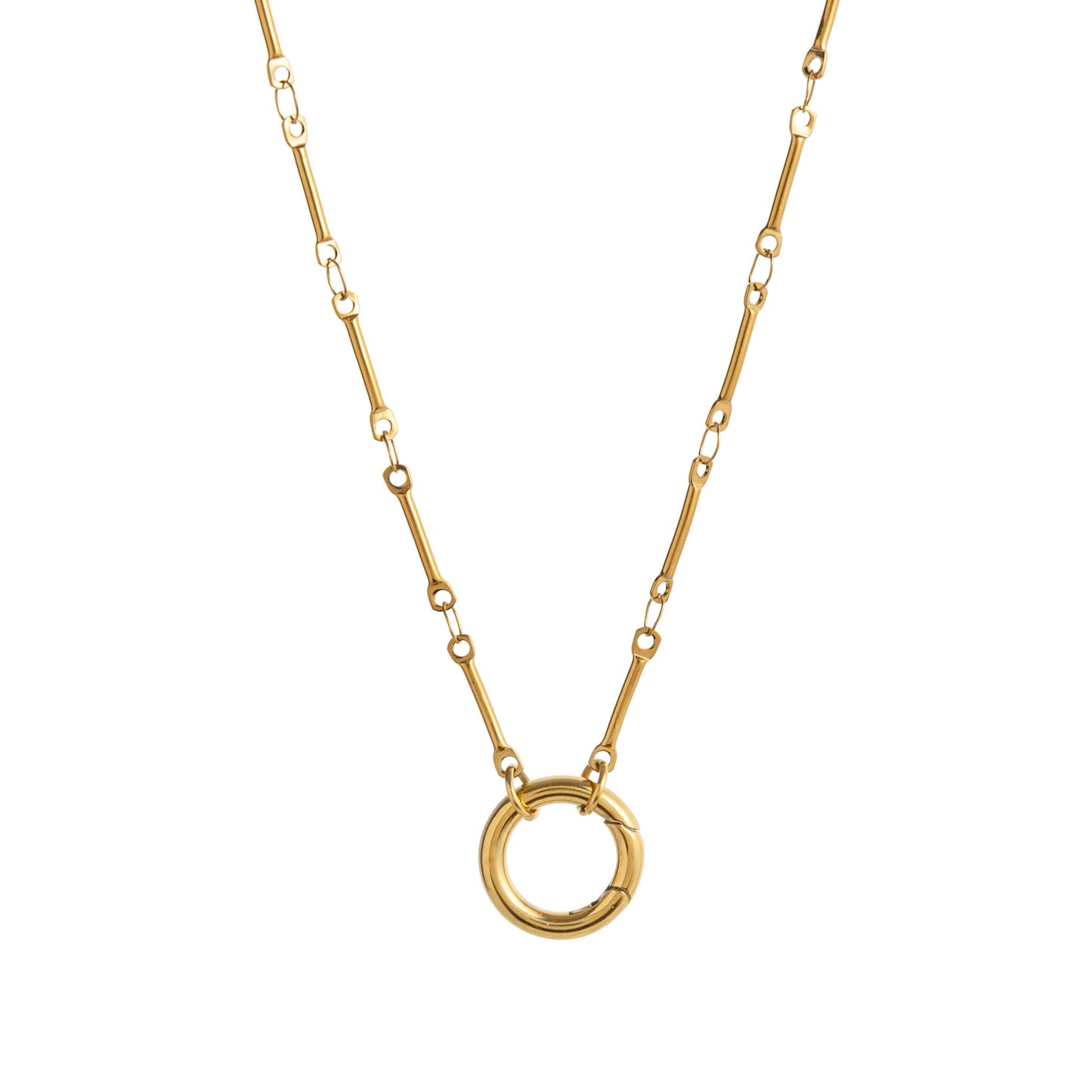 Elegant Geometric 18K Gold Plated Titanium Steel Snake Chain Necklace for Women DIY Charm Bar