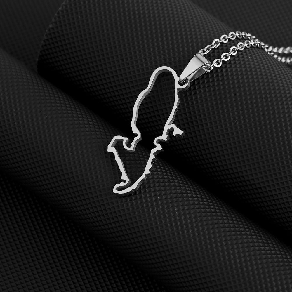 Collana con pendente geometrico minimalista in acciaio inossidabile con ciondolo in acciaio al titanio e finitura placcata in stile a catena O