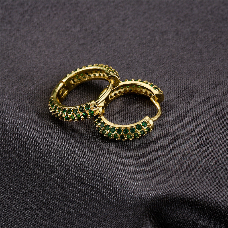 Sweet Elegant Geometric Round Gold Plated Brass Micro-inlaid Cubic Zirconia Earrings