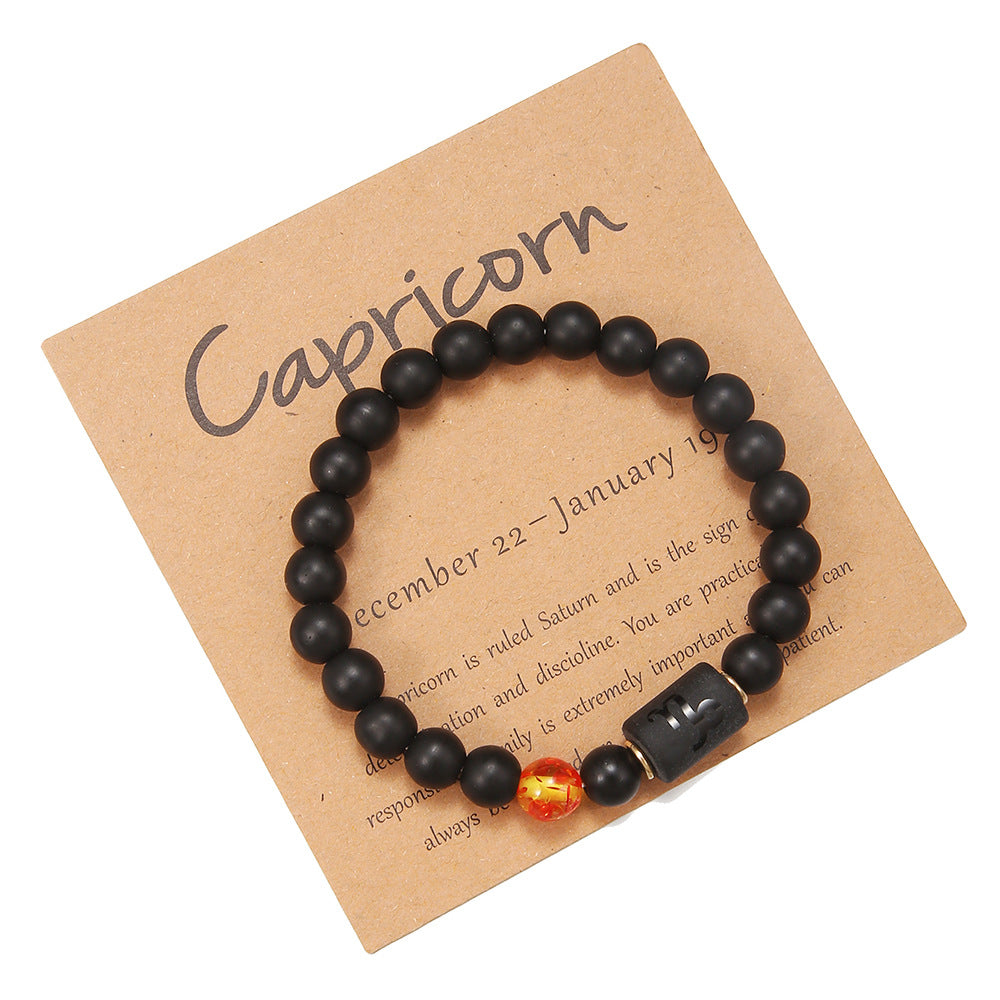 Unisex Plated Round Agate Beaded Bracelet 12 Constellation Series