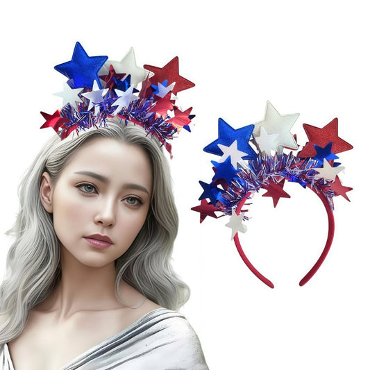 Red White Blue Star Fabric Headband Unisex Patriotic Holiday Hair Accessory