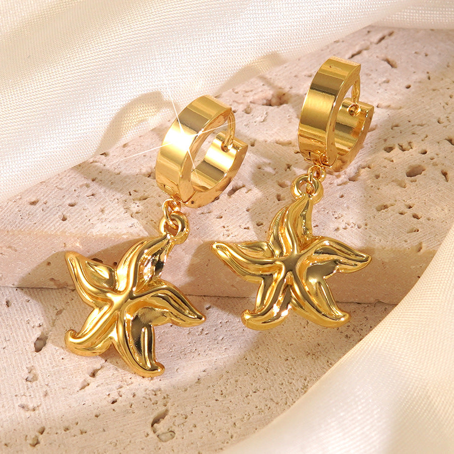 Eleganti Orecchini da Donna Placcati in Acciaio Inossidabile con Motivo Geometrico Cuore Stella