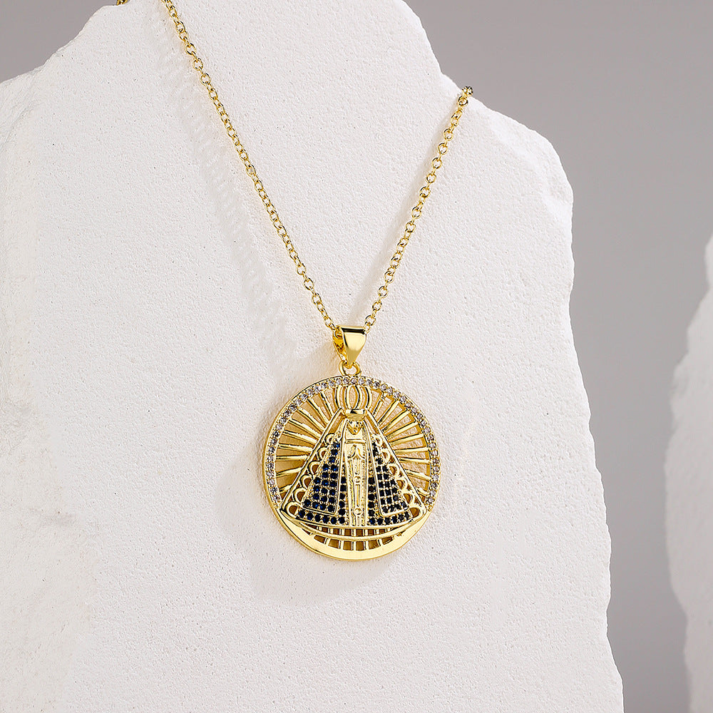 Minimalist Geometric Maria Pendant Necklace for Women in Copper with 18K Gold Plating and Micro-Pave Zirconia