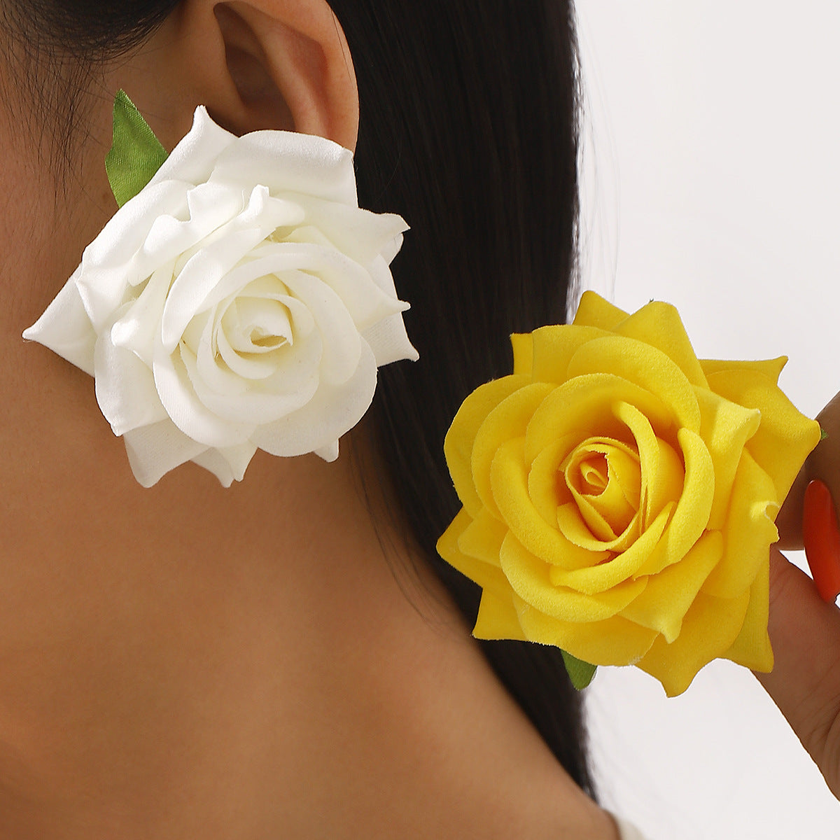 Pendientes 3D de Terciopelo con Rosas, Estilo Romántico para Vacaciones en la Playa, para Mujer, Joyería Dulce Vintage de Verano