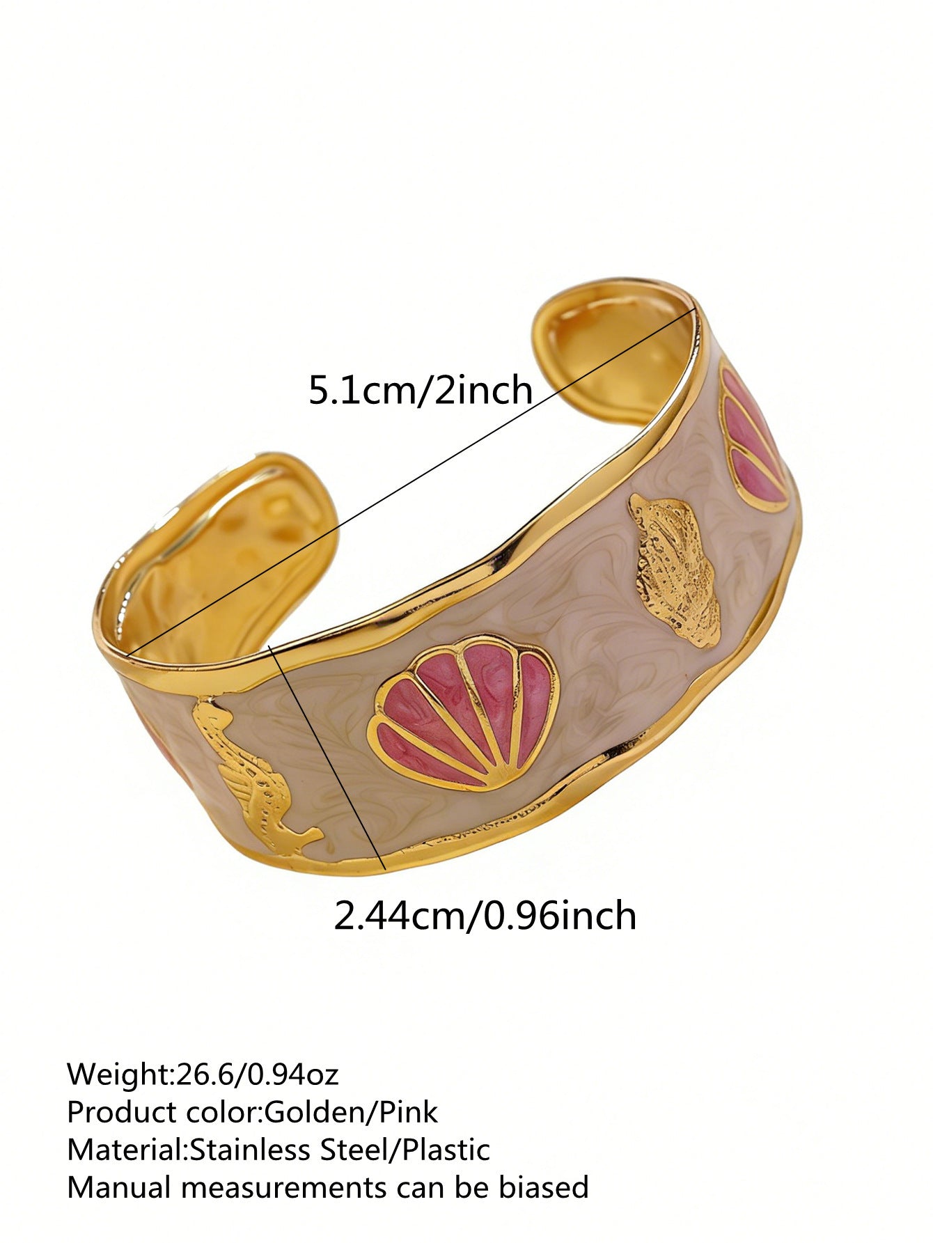 Elegante Pulsera Abierta de Lujo Floral con Esmalte de Aceite de Acero Inoxidable y Titanio con Cereza