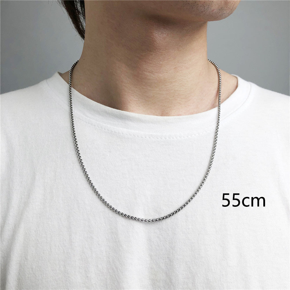 Geometric Stainless Steel Plated Necklace with Alloy Pendant for Men and Women