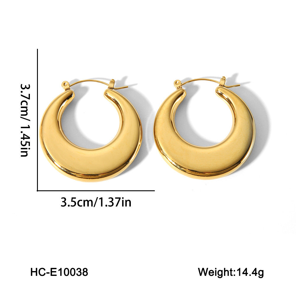 Orecchini da donna minimalisti geometrici cavi in acciaio inossidabile con placcatura in oro 18 carati