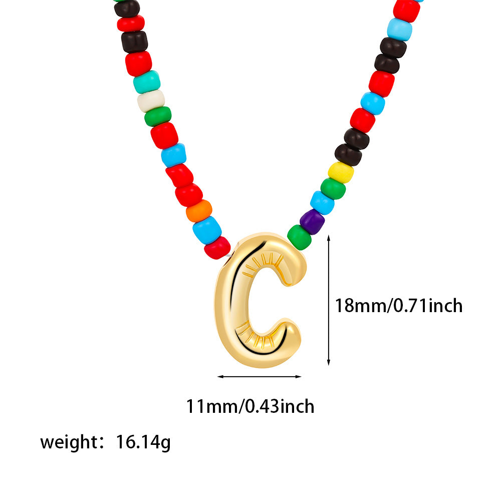 Collana con Lettere Unisex in Acciaio Inossidabile Placcato Oro 18K Casual
