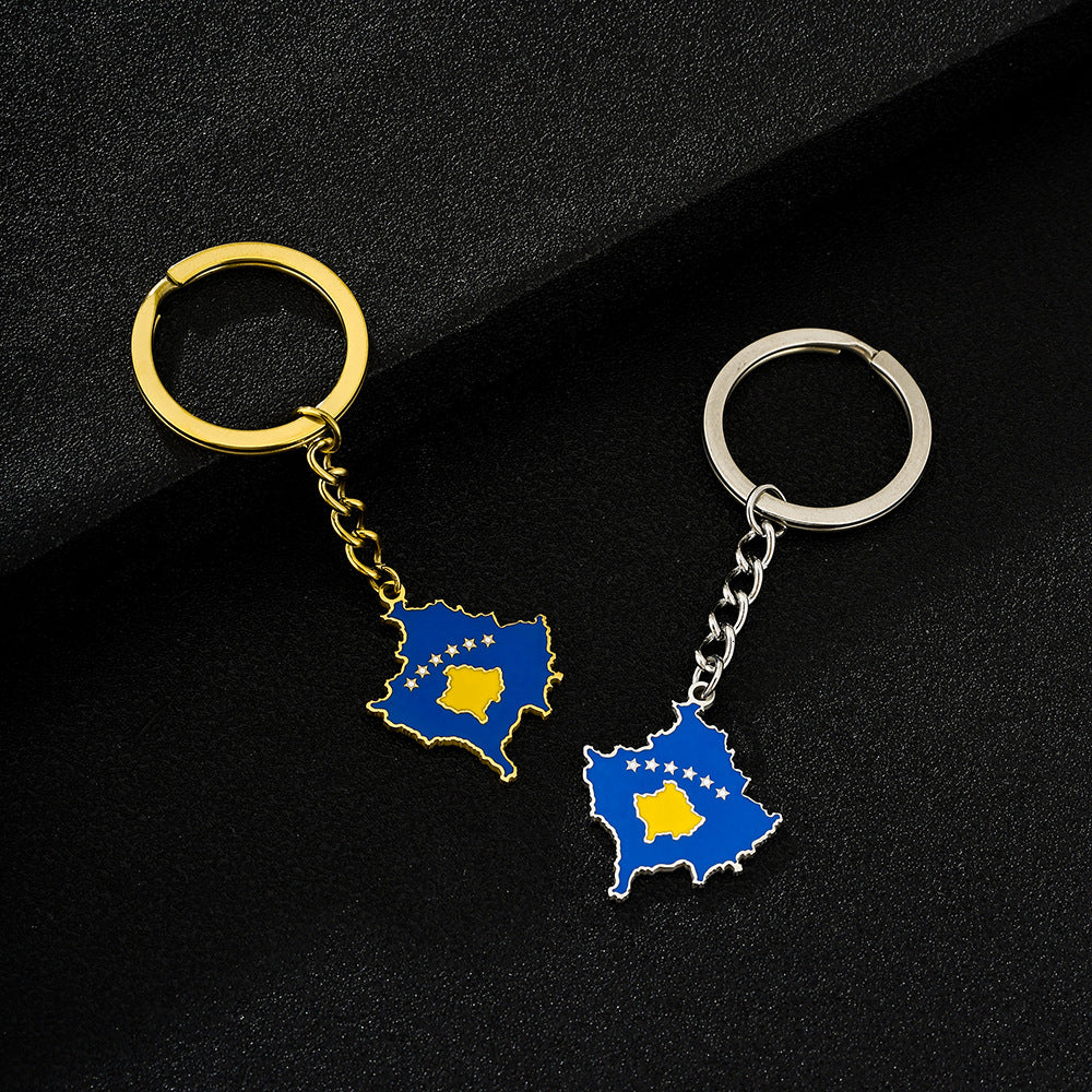 Llavero Colgante de Kosovo Estilo Vintage de Acero Inoxidable para Hombres y Mujeres, Accesorio de Moda