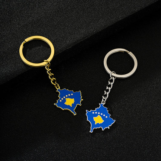 Llavero Colgante de Kosovo Estilo Vintage de Acero Inoxidable para Hombres y Mujeres, Accesorio de Moda