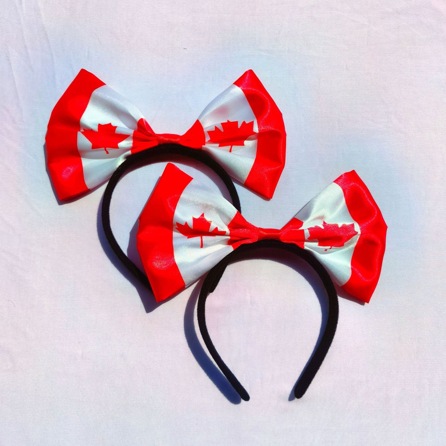 Canadian Flag Maple Leaf Rainbow Bow Headband Unisex Resin Hair Accessory for National Day Sports Events