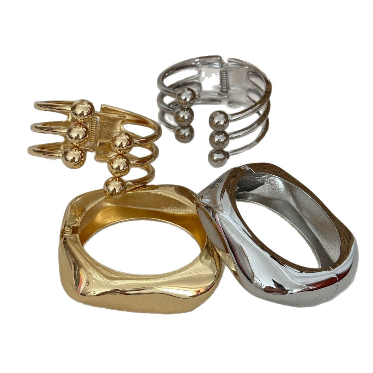 Minimalist Teardrop Geometric Plated Alloy Bracelet Set