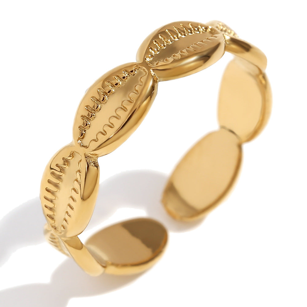 Anello da donna regolabile in acciaio inossidabile con placcatura in oro 18 carati dal design geometrico creativo, accessorio di moda con motivo a denti