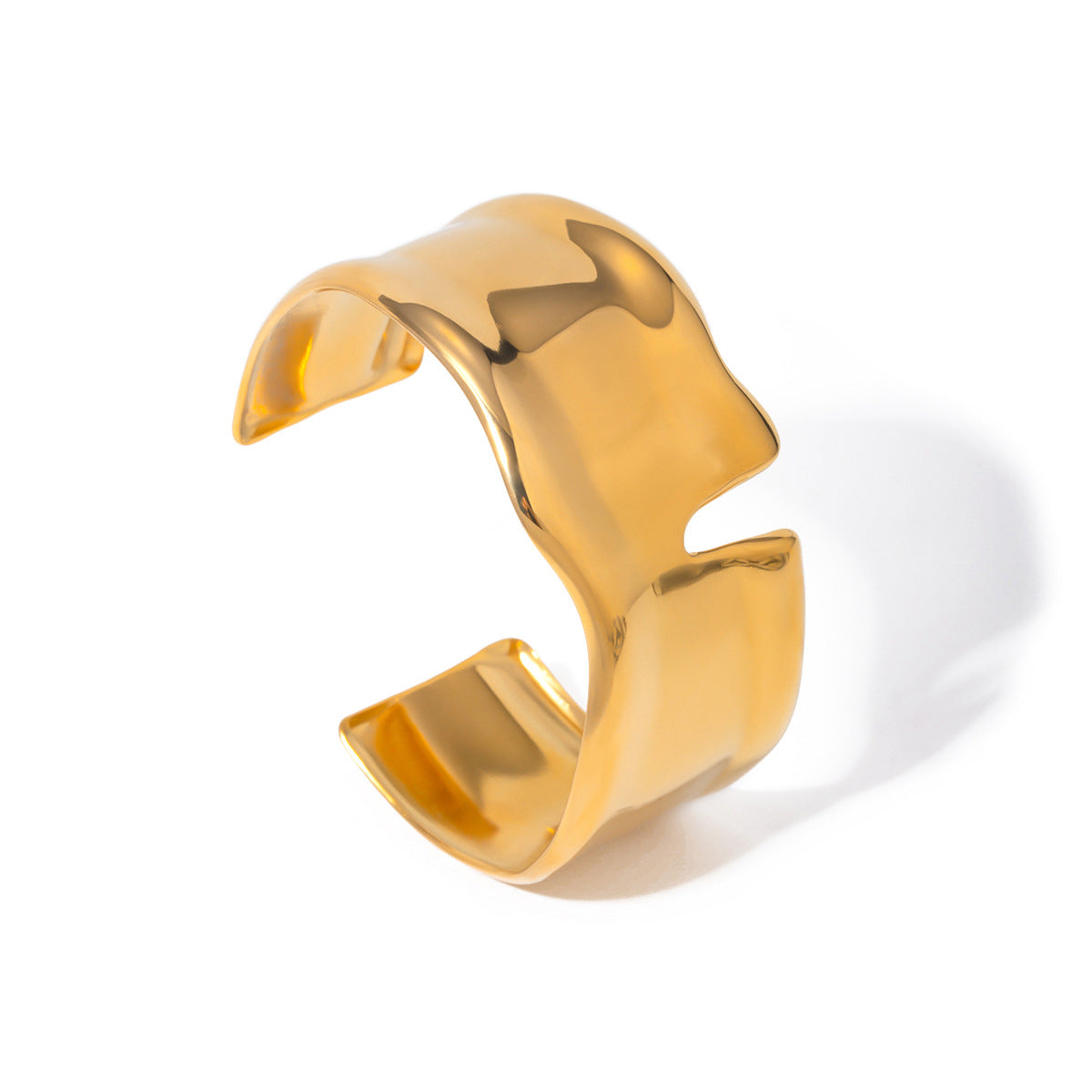 Bracciale rigido geometrico in acciaio inossidabile placcato oro