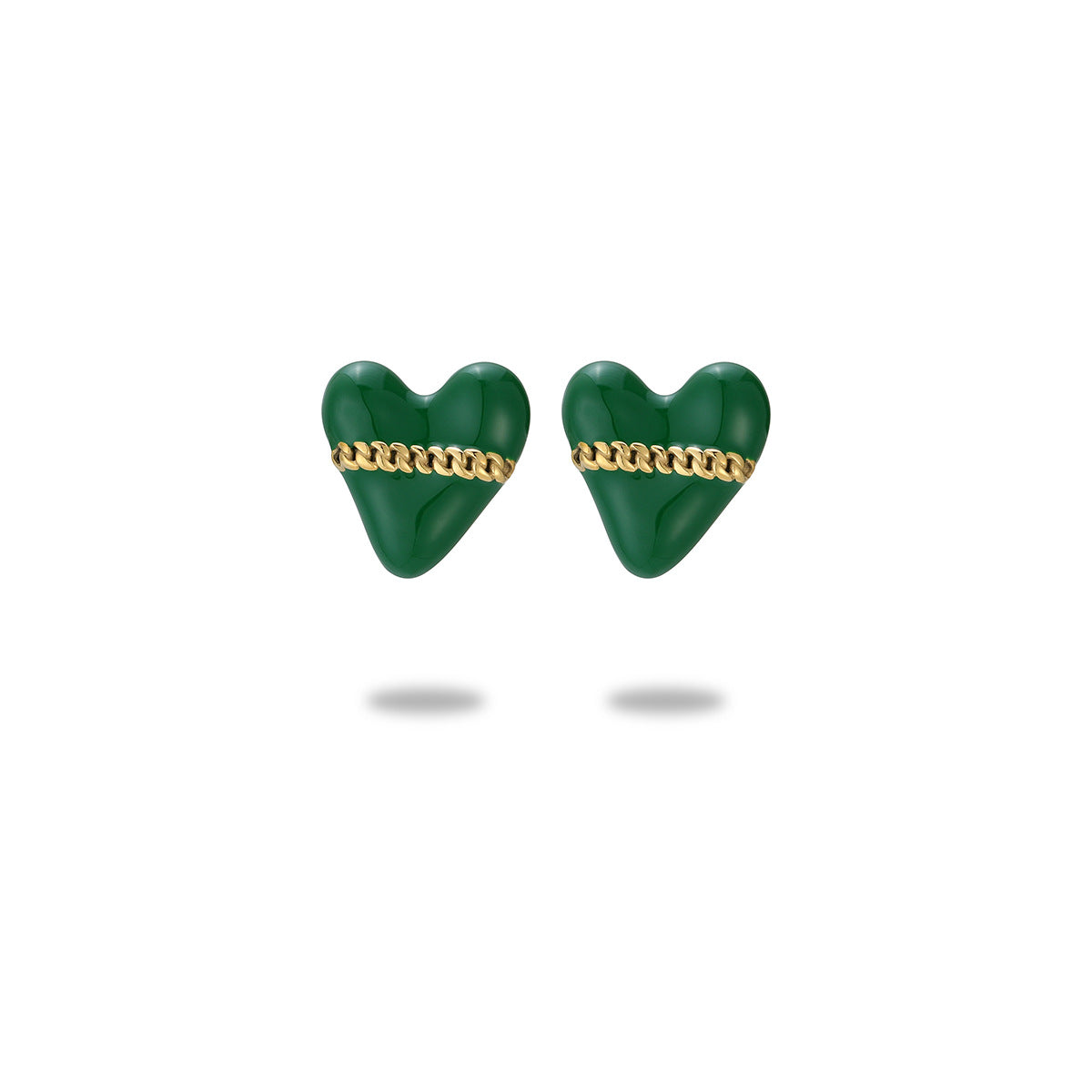 Orecchini a perno da donna in acciaio inossidabile a forma di cuore smaltati in stile vintage francese con finitura placcata e un'estetica lussuosa
