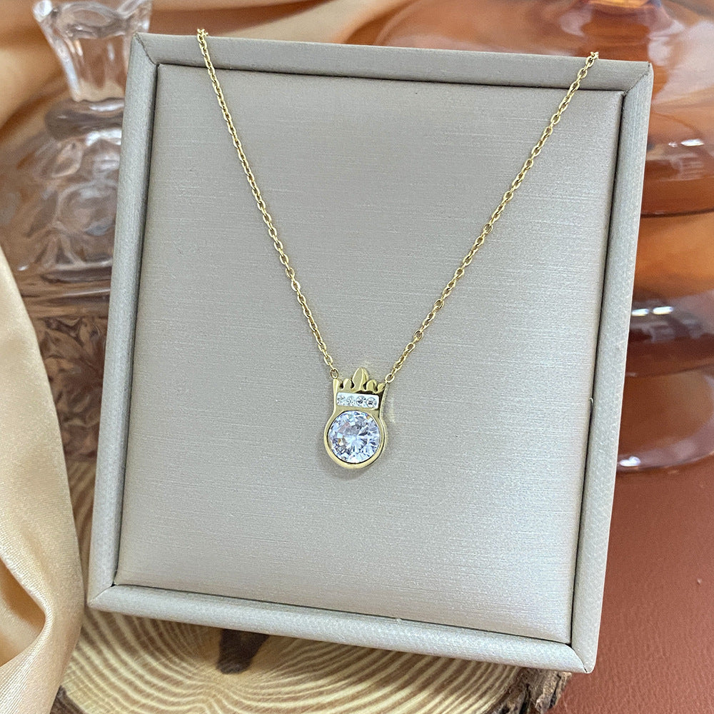 18K Gold Plated Titanium Steel Heart Cartoon Leaf Necklace with Ethnic Elements