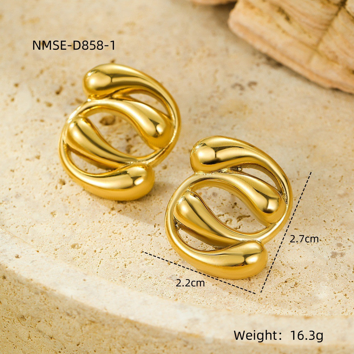 Orecchini geometrici in acciaio inossidabile alla moda con placcatura in oro 18 carati Design lussuoso anallergico leggero da donna