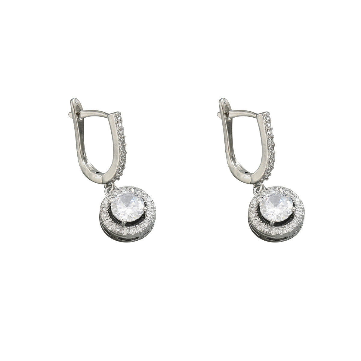 Pendientes de Cobre Minimalistas Geométricos en Forma de U con Incrustaciones de Zirconia para Mujer