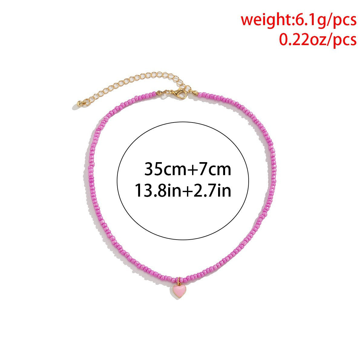 Collana con ciondolo a cuore in lega smaltata in stile fattoria minimalista da donna con design monostrato di perline colorate