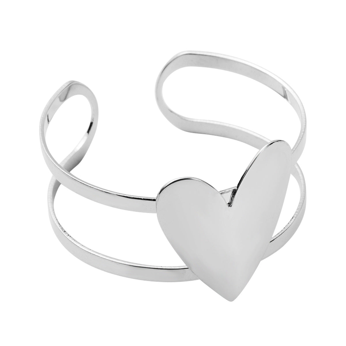 Bracciale da donna a cuore aperto geometrico minimalista stile freddo con base in ferro e finitura placcata