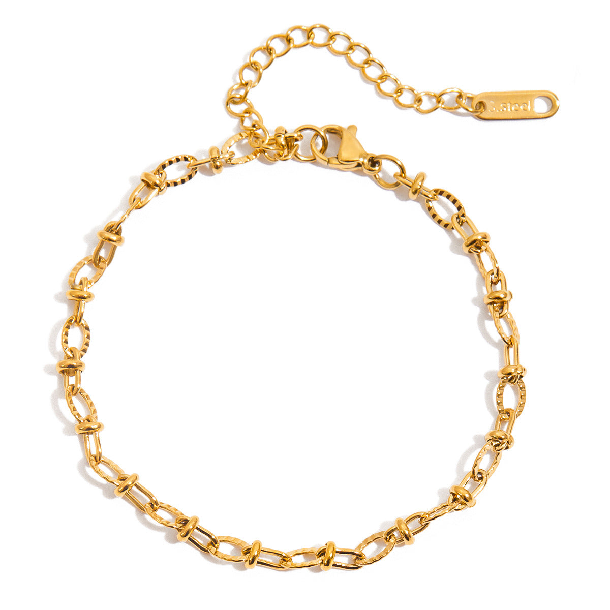 Elegante bracciale in acciaio inossidabile a forma di cuore con intarsio di strass, finitura placcata, gioielli alla moda da donna