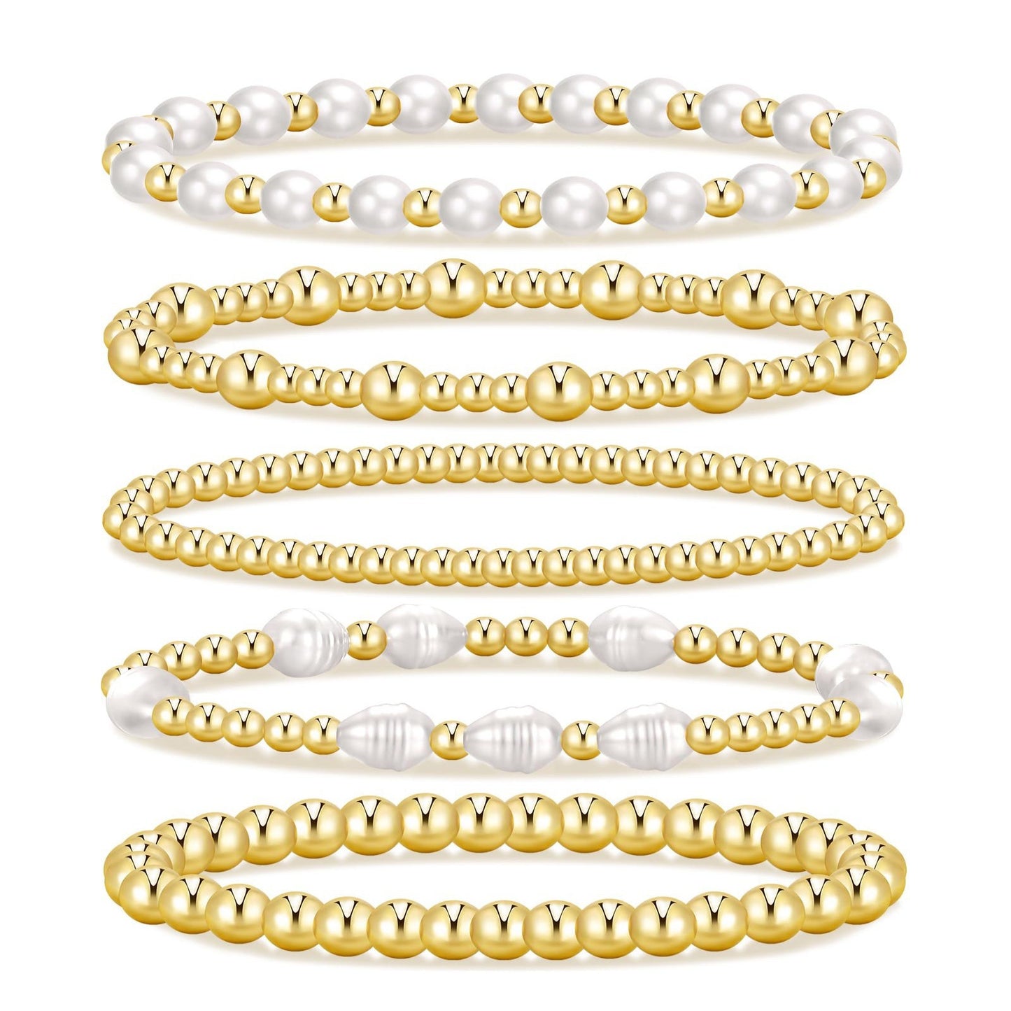 Minimalist Geometric Gold Plated Hematite Pearl Beaded Bracelet for Women