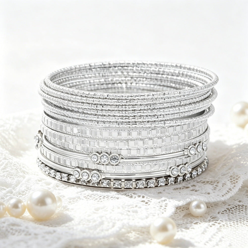 Bohemian Multi-Layer Plated Alloy Bracelet Set for Women