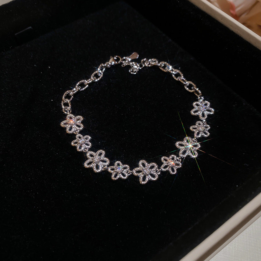 Elegant Gold Plated Brass Butterfly Floral Cubic Zirconia Bracelet for Women