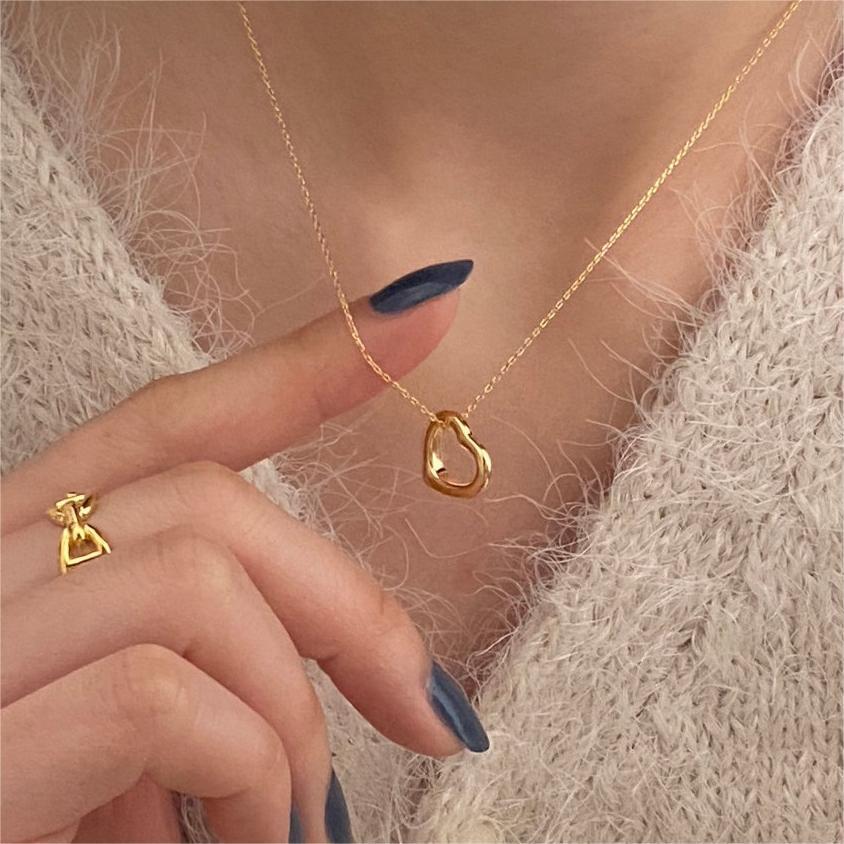 Minimalist Heart-Shaped 925 Sterling Silver Necklace with Rhodium Plating and Snake Chain for Women