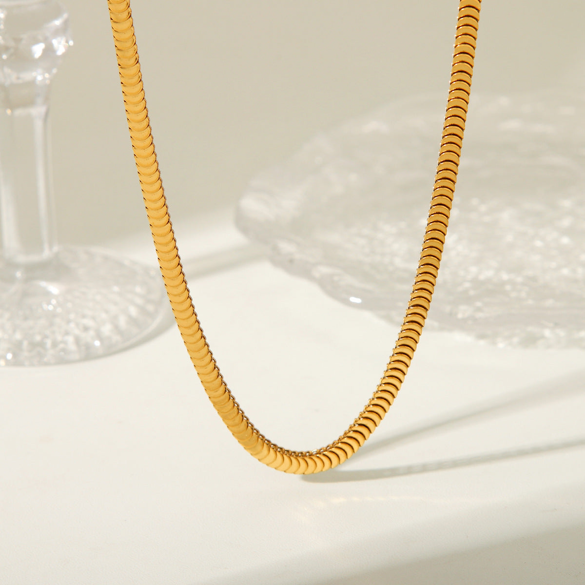 Minimalist Geometric Stainless Steel Curb Chain Necklace for Women with Plated Finish and Luxe Texture