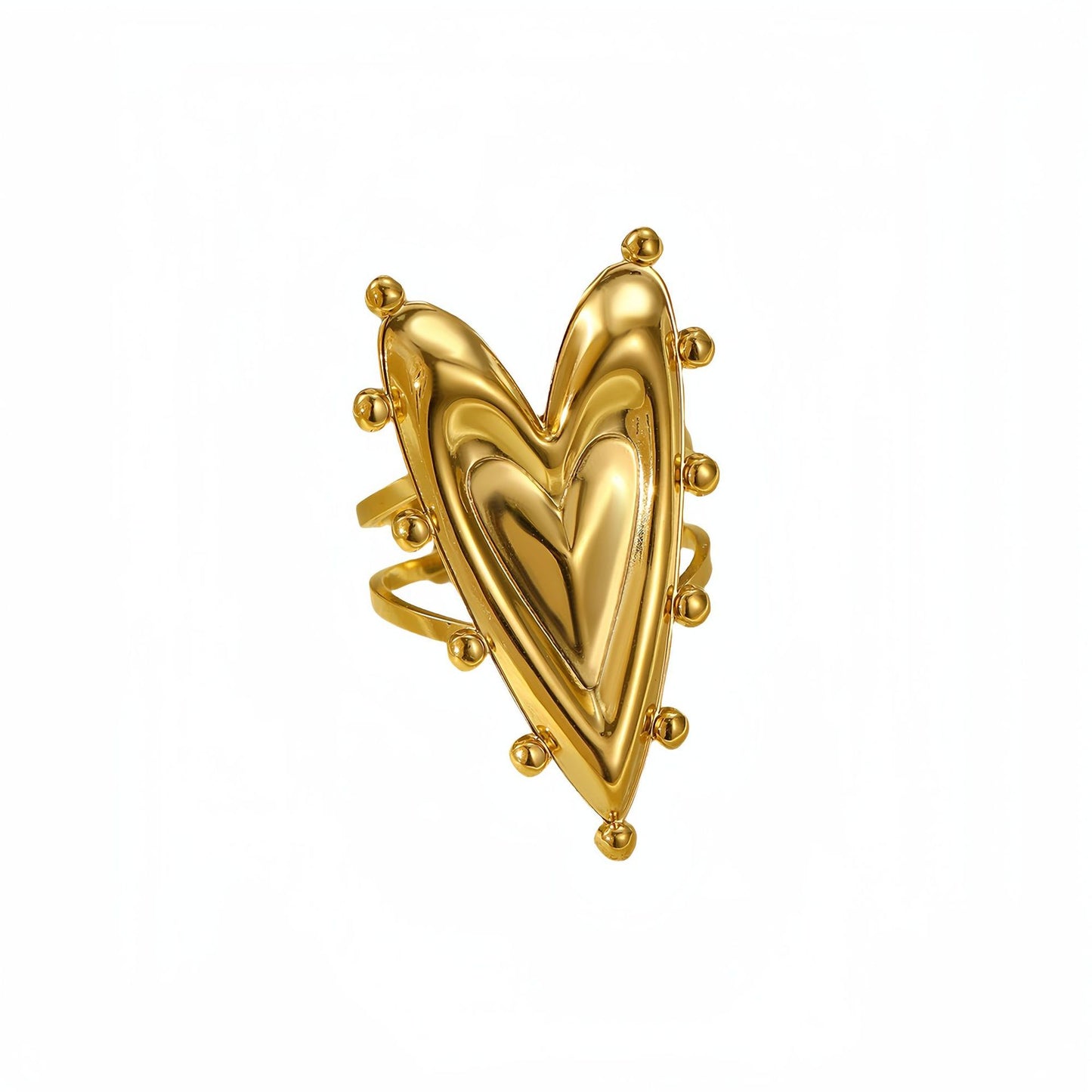 Anillo de acero de titanio chapado en forma de corazón estilo retro francés para mujer, banda de lujo minimalista de moda