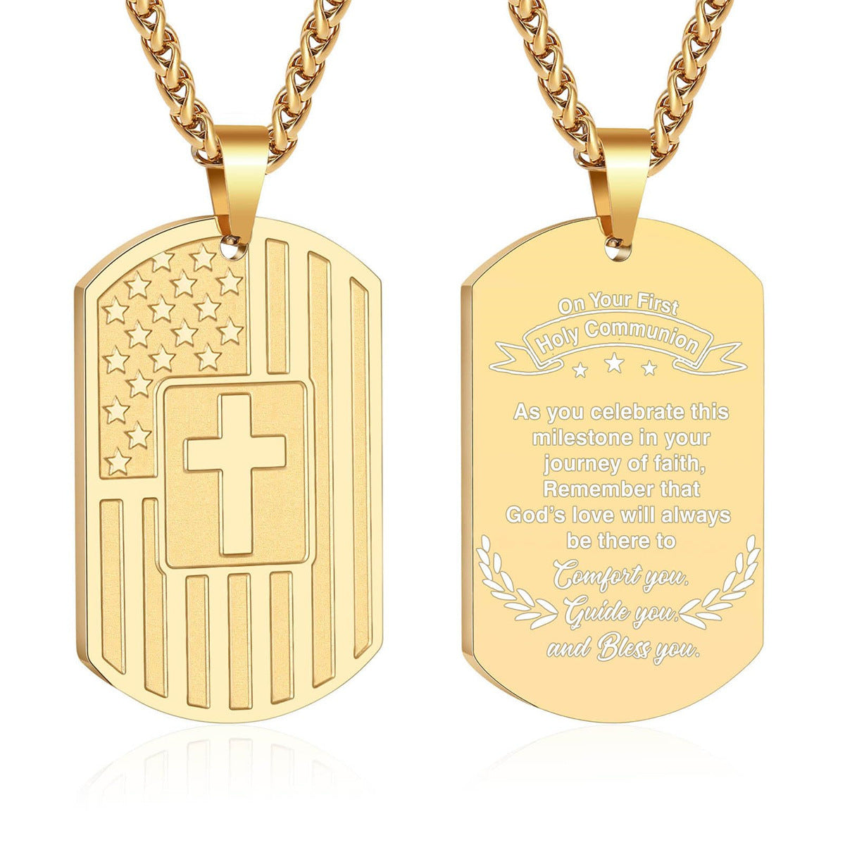 Collana con pendente a croce in acciaio inossidabile lucidato e acciaio al titanio con forma geometrica per uso quotidiano