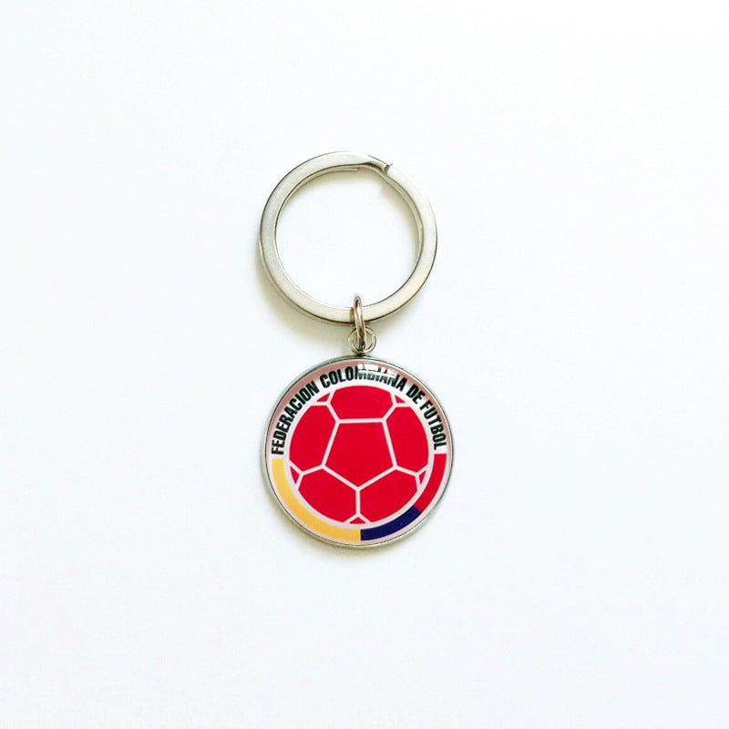 Sporty Round Stainless Steel Keychain National Football Team Souvenir Gift