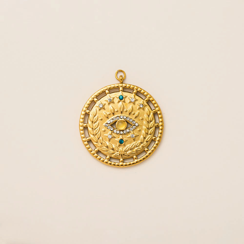 Vintage 18K Gold Plated Stainless Steel Star Pendant Charm Bar for Women