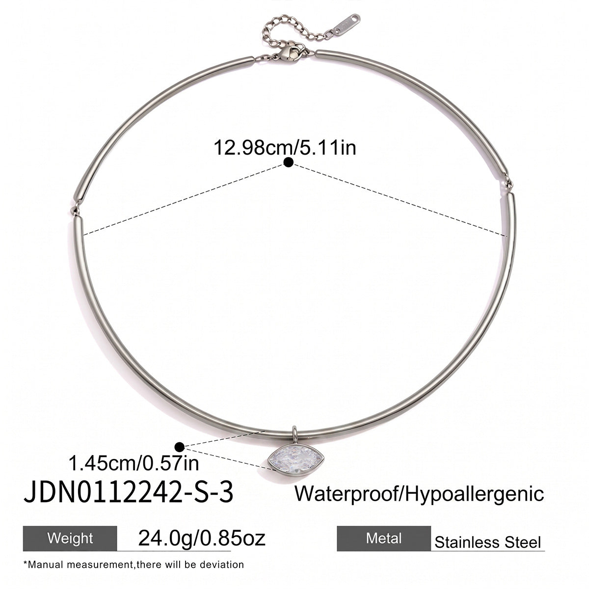 Minimalist Geometric Round Stainless Steel PVD Cubic Zirconia Pendant Necklace for Women