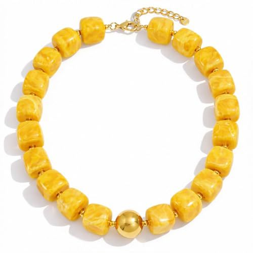 Casual Square Resin Polished Pendant Necklace for Women