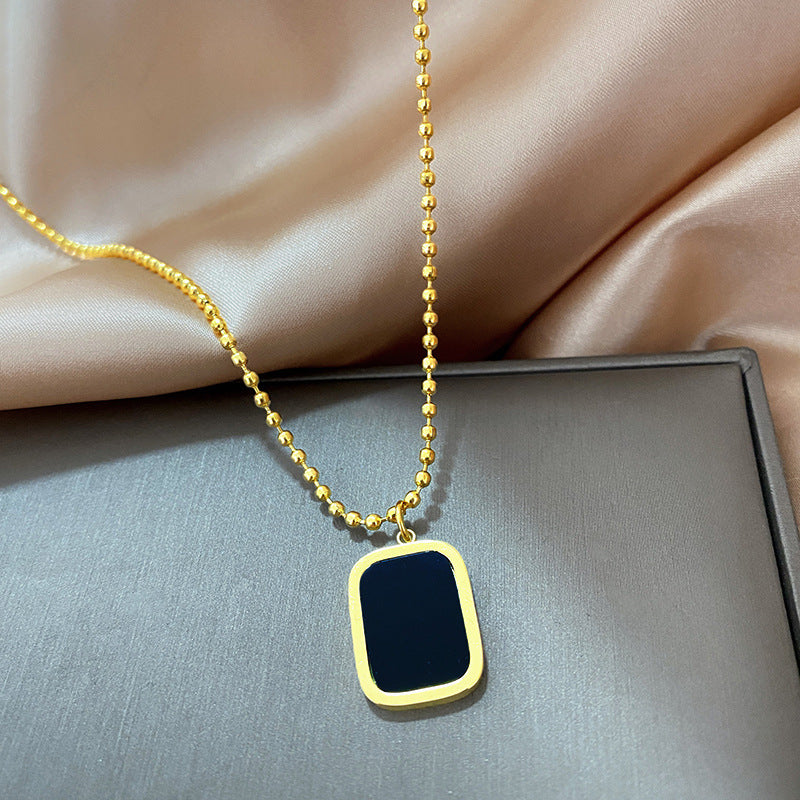 Minimalist Square Geometric Titanium Steel Necklace with Stainless Steel Pendant for Women