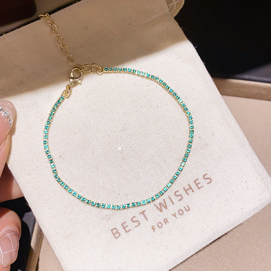 Luxury Elegant Oval Geometric Cubic Zirconia Inlaid Brass Bracelet for Women