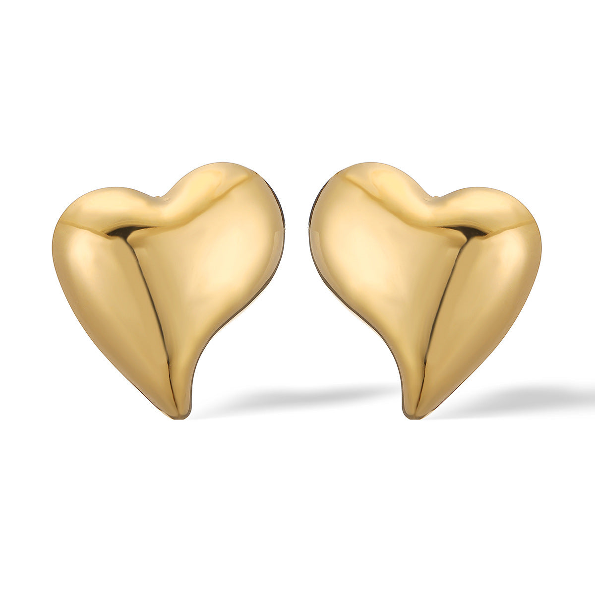 Minimalist Heart-Shaped Stainless Steel Earrings with 18K Gold Plating for Women