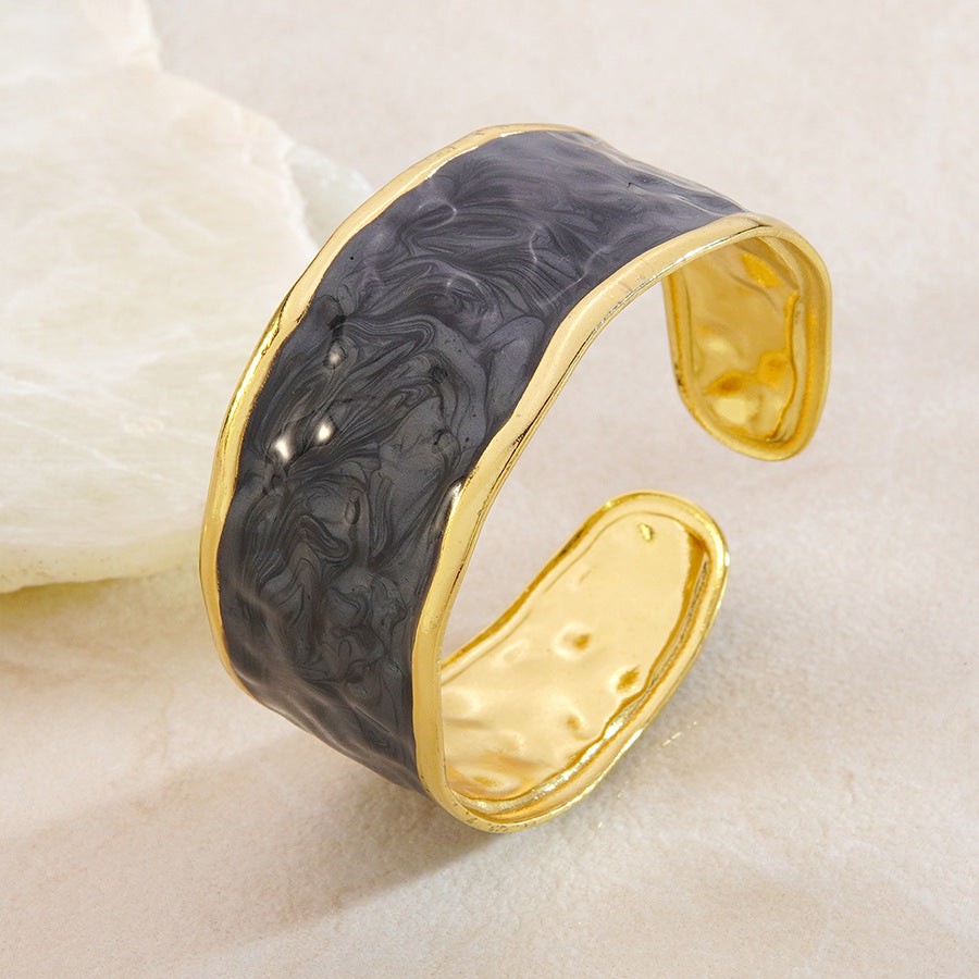 Casual Geometric Drip Oil Stainless Steel Open Cuff Bracelet
